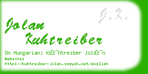 jolan kuhtreiber business card